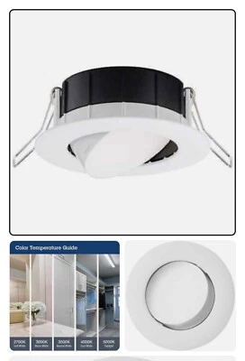 Lithonia Lighting 6 CANTIDADES - 3 pulgadas LED empotrado cardán inclinable Downlight BLANCO WF3 Foto 1 de 4