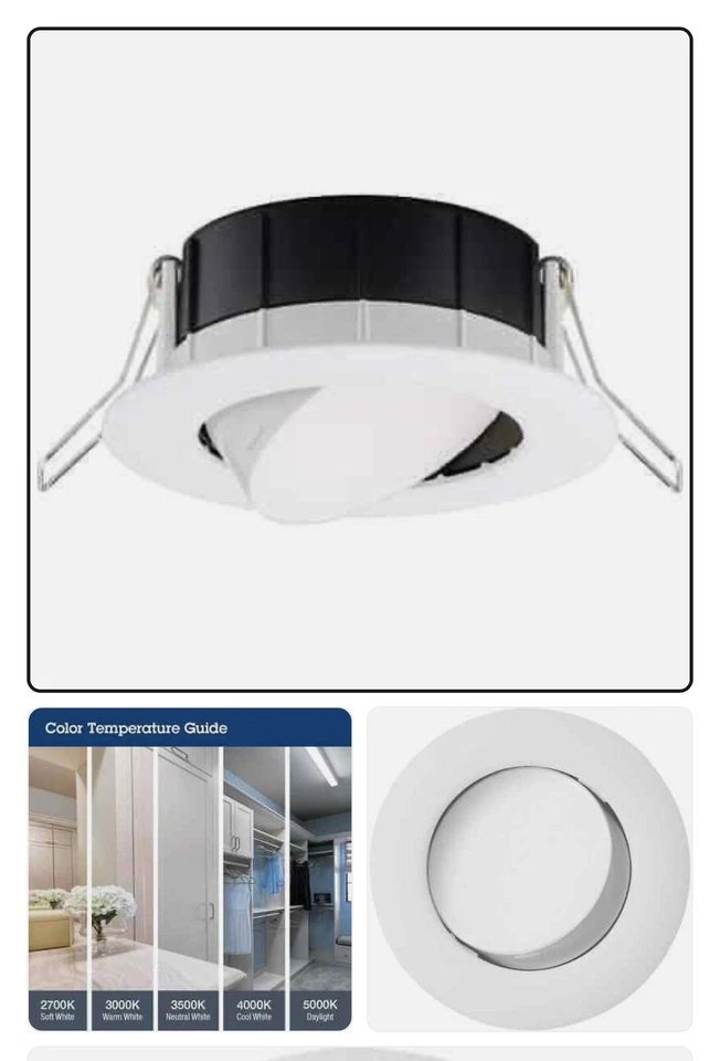 3 In. 3000k Matte White Recessed Integrated LED Gimbal Kit by Lithonia Lighting