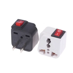 US 2 Pin Plug Adapter AC100~250V 10A With Main On/Off Switch LED Indicator WSA-6 - Afbeelding 1 van 14