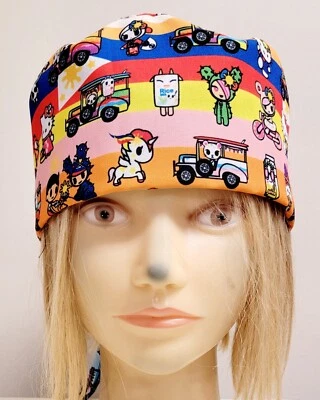 HELLO KITTY & TOKI DOKI  PHILIPPINES MEDICAL NURSE SCRUB CAP (2 SIZE SELECTION) - Image 1 of 4