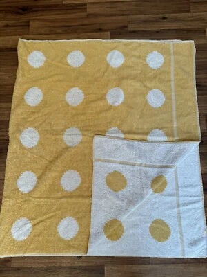 Vintage Bath Beach Towel 36” X 66”  Gold And White Dots Rare Find Cone Tag - Image 1 of 4