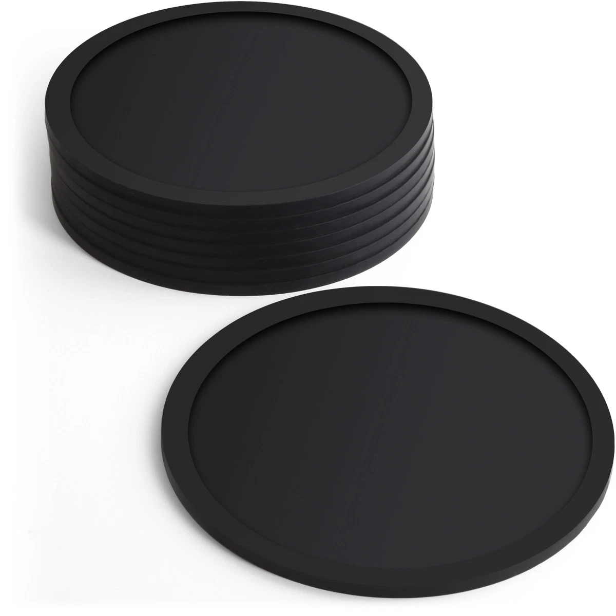 4 Silikon-Untersetzer Schwarz – Quadratisch, Rutschfest & Spülmaschinenfest – Ideal Für Gläser, Tassen & Vasen
