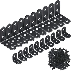 20PCS L Bracket Corner Bracket Black Small Right Angle Bracket for Wood Furnitur - Picture 1 of 11