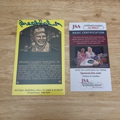 BROOKS ROBINSON (Orioles) AUTOGRAPHED Hall of Fame Gold Plaque Postcard (JSA) - Image 1 of 4