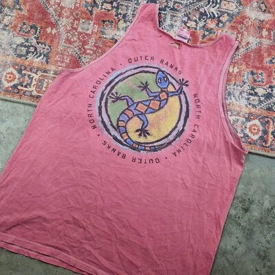 Camiseta sin mangas Outer Banks NC de colección con logotipo de lagarto envejecido playa talla L Foto 1 de 4