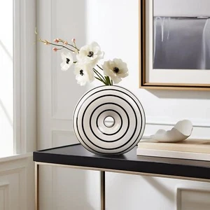Ceramic Large Donut Vase Hand Painted Glossy Finish Flower Vase,Unique Vase, ... - Picture 1 of 6
