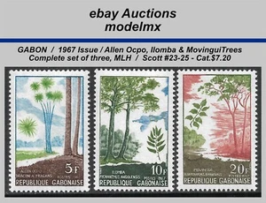 Gabon - 1967, Trees, Complete Set, MLH, Sc.#23-25 - Cat.$7.20 - Bild 1 von 1