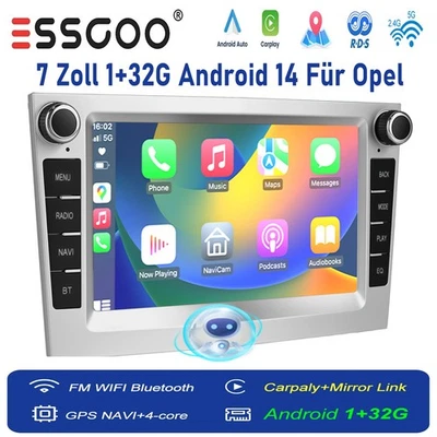 7" Carplay Für Opel Astra H Corsa C D Vectra Zafira B Android14 Autoradio GPS FM - Bild 1 von 4