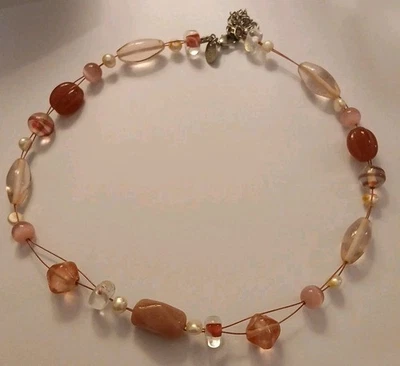 "Collar con cuentas de vidrio rosa y perlas de agua dulce Infrafose 15"" delicado Lia Sophia" Foto 1 de 2