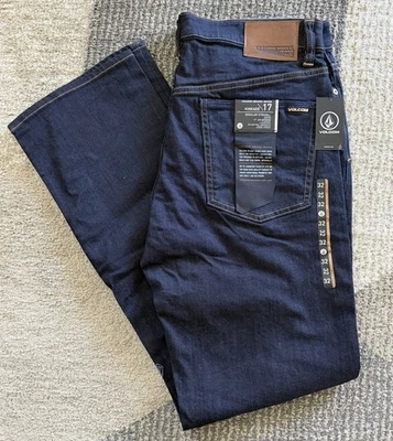 Men’s Volcom Bolton Kinkade Dark Blue Jeans Straight Regular Fit Sz 32x32 NWT - Image 1 of 4