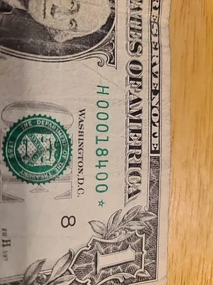 00018400☆  2009 $1 FRN 3 Digit Star Note.   St. Louis 320k Run. - Image 1 of 3