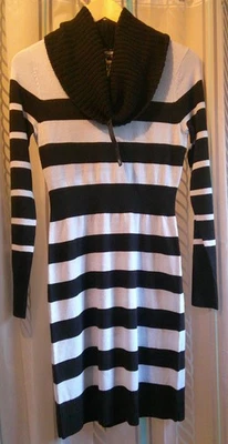 NUEVO CON ETIQUETAS "Apt.9" Skywalk Rayas Acanalado Capucha Cuello Suéter Vestido Mujer XS 2-4 Foto 1 de 4