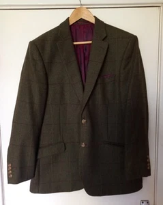 Blazer Chaqueta Brook Taverner Verde Lana Cuadros 42 Corto - Imagen 1 de 5