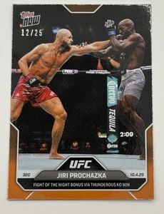 2025 Topps Now UFC Jiri Prochazka #33 Fight Of Night Thunderous KO Orange 12/25 - Picture 1 of 2