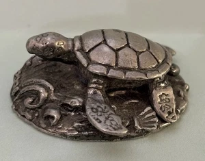 Dated 2001 PEWTER Sea Turtle - 1.5" Metal Miniature Animal Figurine - Picture 1 of 7