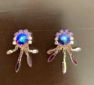Juliana Heliotrope Rivoli Rhinestone Earrings (Blues And Purples) - Picture 1 of 4