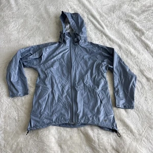 HH Helly Hansen Women L Light Sky Blue Hood Waterproof Rain Jacket - Picture 1 of 13