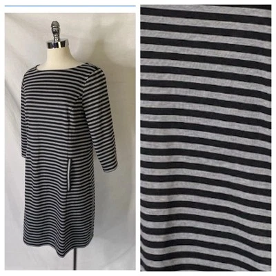 WHBM Striped Knit Dress w Boat Neck Size 12 Long Sleeve White House Black Market - Image 1 of 4