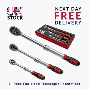 Telescopic Ratchet Wrench Set 1/4’’ 3/8’’ 1/2’’ Quick Release Reversible NEW! - Picture 1 of 11