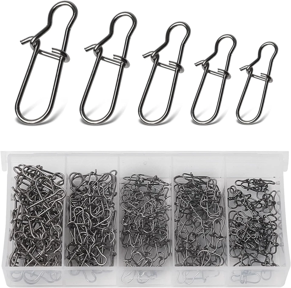 Fishing Snap Set 5 Größen Wirbel Angelhaken Forelle Hecht Barsch Duo-Schloss 100 - Bild 1 von 4