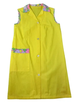 Vestido de Verano Vintage Años 60 Amarillo Brillante Línea A Flower Power Mod Talla M Foto 1 de 4
