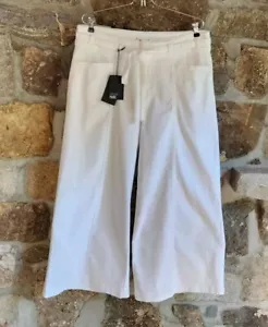 PAIGE DENIM Frankie High Rise White Cropped Jeans Size 33 Self Belt Crisp Whi - Picture 1 of 15