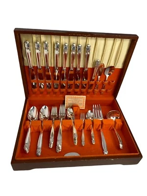 Holmes & Edwards IS 1938 Silver Plate Sterling Inlaid Danish Princess 50 Pc. Box - Image 1 of 4