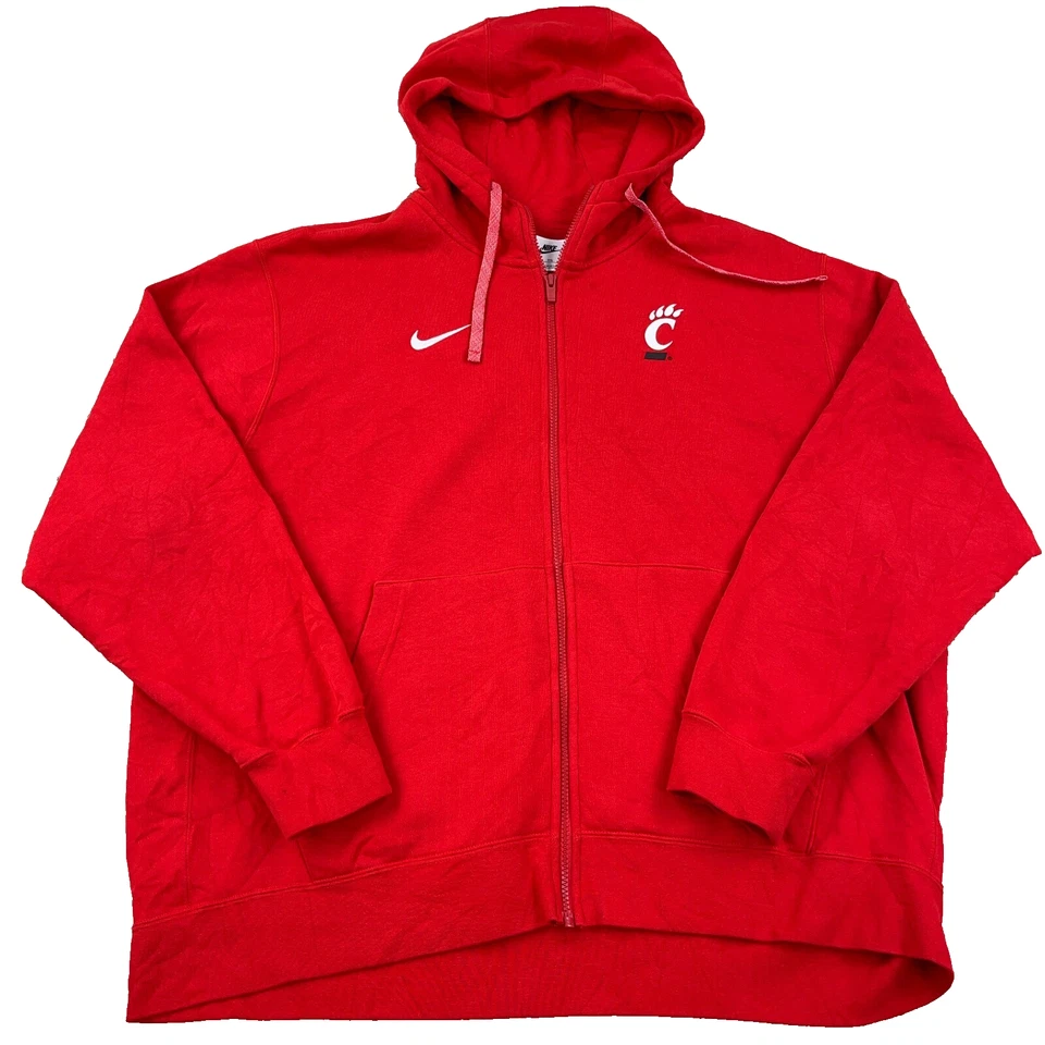 Cincinnati Bearcats Hoodie Men XXL 2XL Red Nike Full Zip Sweatshirt Jacket * - Image 1 of 4