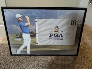 Justin Thomas signed 2022 Pga Championship Flag Southern Hills golf beckett coa - Picture 1 of 3