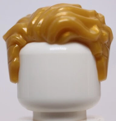 Lego Pearl Gold Minifig Hair Swept Left Tousled with Slight Widow's Peak - Image 1 of 2