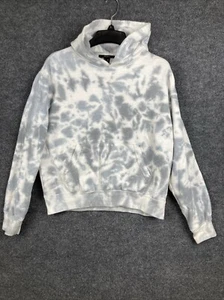 Forever 21 Womens Size M Gray White Tie Dye Hooded Sweatshirt Pullover Hoodie - Picture 1 of 6