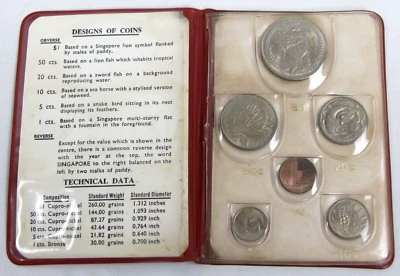 1967 Junta de Comisionados Moneda Singapur Sin Circular Nuevo Conjunto de Emisión de Monedas Foto 1 de 4