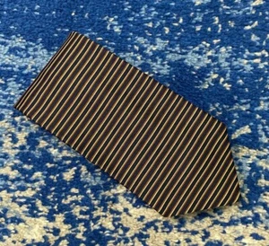 NEUE Brooks Brothers Vintage Krawatte dunkelblau rost hellbraun schwarz horizontale Streifen - Bild 1 von 4