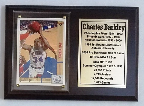 Philadelphia 76ers Charles Barkley Basketball Card Plaque Cover