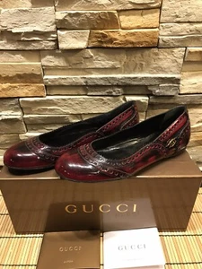 GUCCI OLD WIMBLEDON BALLET FLATS  36 1/2 LT CHERRY- NERO 226011  NIB AUTHENTIC - Picture 1 of 12
