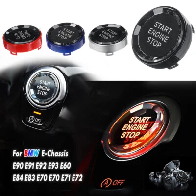 Black Crystal Engine Start Stop Button Cover For BMW E90 E91 E92 E93 E84 E70 M3 - Изображение 1 из 4