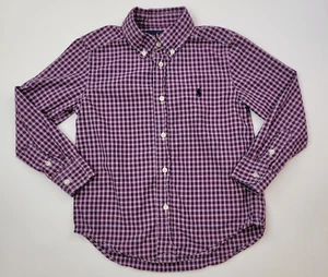 Polo Ralph Lauren Shirt Boys 5 Blue Plaid Button Up Long Sleeve Pony Logo - Picture 1 of 9