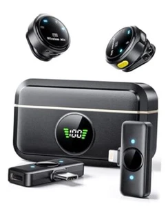 Wireless Lavalier Microphone for iPhone/Android, Lapel Mics with Lightning/USB - Picture 1 of 8