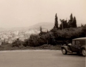 Vintage  Real Photo Athens Greece Town   old car  view February 1955 - Picture 1 of 2