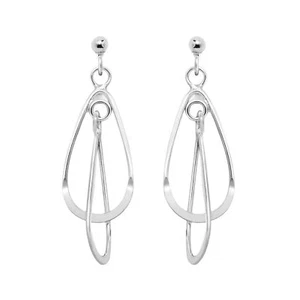 Elegantes pendientes colgantes de poste de caída de plata esterlina ovalados móviles con lágrimas ovaladas - Imagen 1 de 5