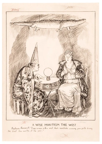 E.H. Shepard Artist Signed WWII Original Illustration Artwork, FDR Warns Europe Cover