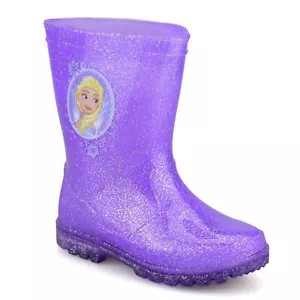 Girls Kids Frozen Waterproof Wellies Rain Snow Ankle Wellington Boots Shoes Size - Picture 1 of 3