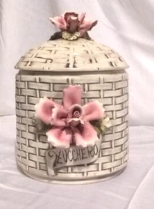 Bote de Azúcar Capodimonte con Tapa ~9 in x 6 3/8", Hecho en Italia - Imagen 1 de 7