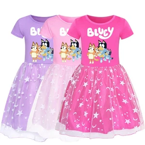 Bluey Kids Girls Princess Dress Summer Skirt Kids Party Birthday Dress Gift