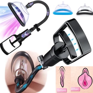 Women Pussy Pump Big Vagina Enlarger Vacuum Clitoris Labia Enhancer 2 Cups BDSM - Picture 1 of 34