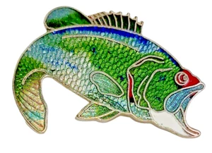 Large Mouth Bass Multi-Color Metal Enamel Fishing Hat Lapel Pin - Picture 1 of 5