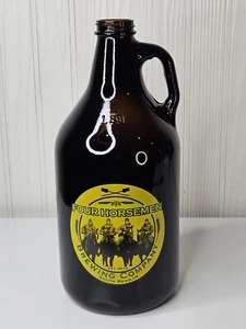 Four Horsemen Brewing Glass Beer Growler 64oz Bottle South Bend IN Defunct NOS - Picture 1 of 6