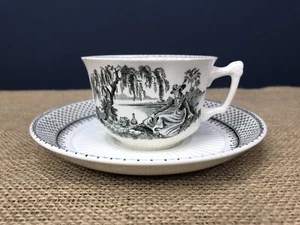 VINTAGE W M ADAMS & SONS MINUETTO CERAMICA INGLESE TAZZA E PIATTINO COLAZIONE - Foto 1 di 7