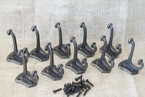 10 PCS Cast Iron Vintage Style Coat Hooks Hat Hook Rack Hall Tree Forged Silver - Picture 1 of 8