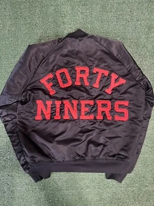 Vintage Chalk Line 49ers Black Satin Jacket Starter rare 80s 90s FORTY NINERS L - Picture 1 of 9